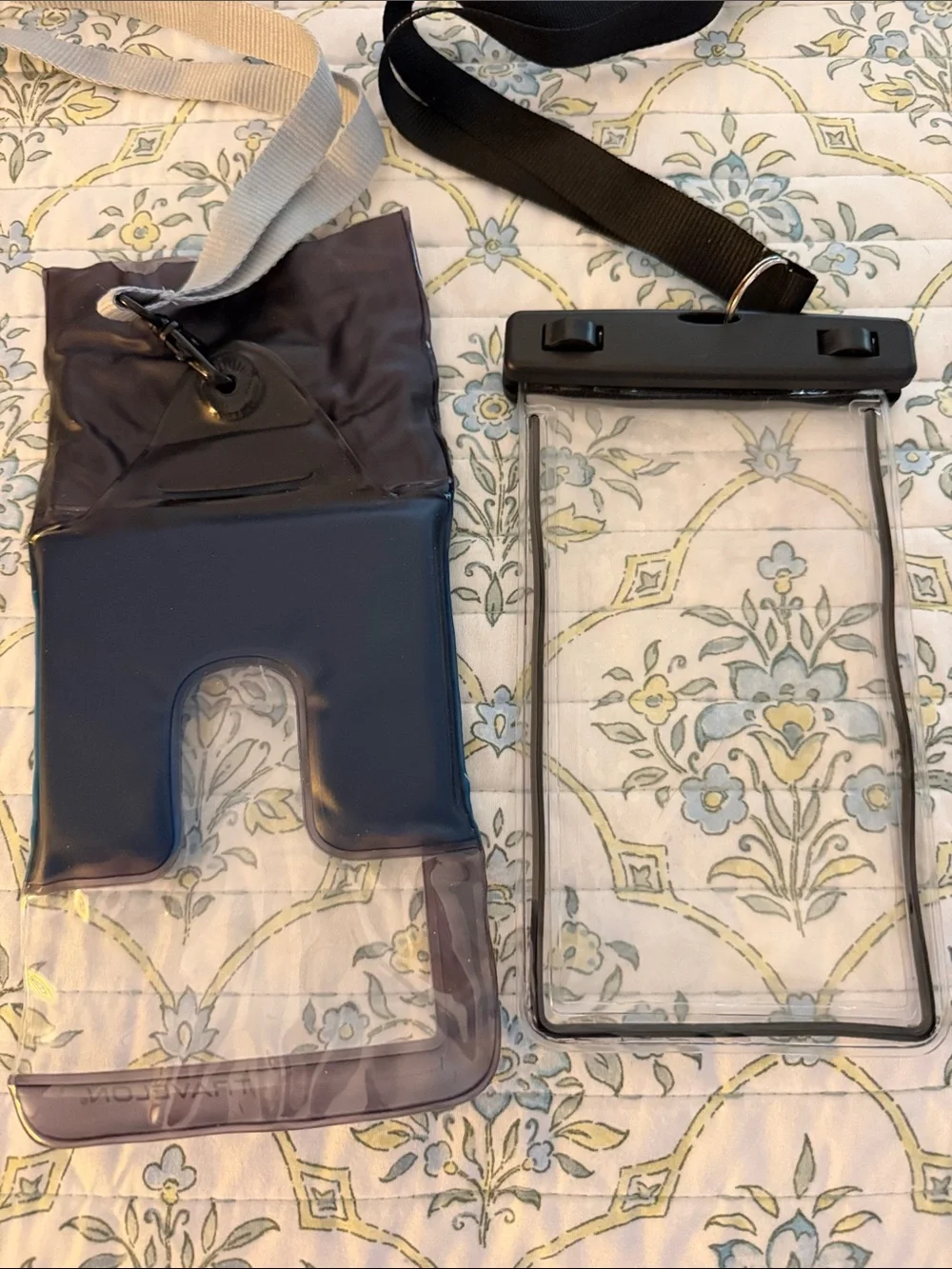 Tzumi Blue Waterproof Phone Pouch with Lanyard and clear case
